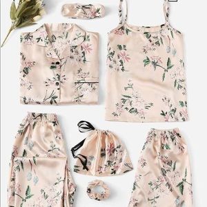7Piece Floral Satin PJ Set